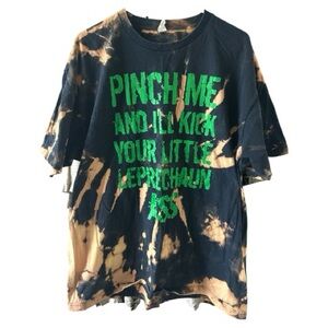 Bleach Dyed/“No Pinch-Leprechaun” T-Shirt/Size 2XL